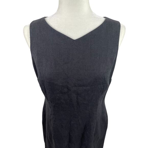 Talbots Irish Linen Shift Dress Sleeveless Classic Office Career Black Size 10 - Picture 3 of 12